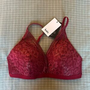 Knix Lace Plunge Bralette in Red Velvet